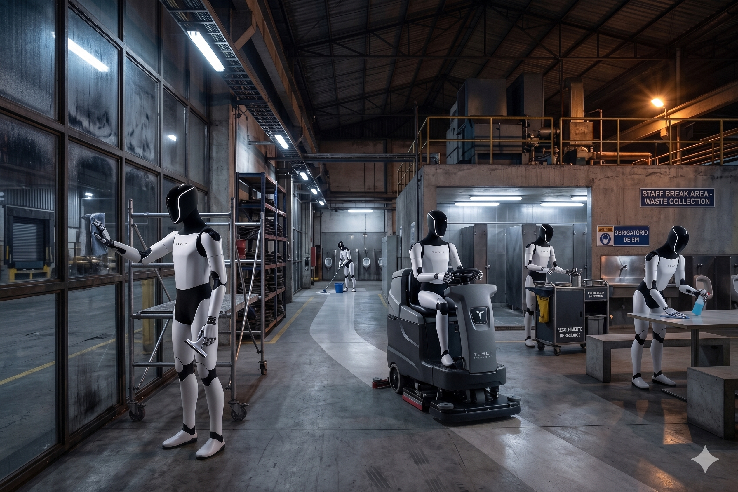 Industrial — robots cleaning warehouse floor