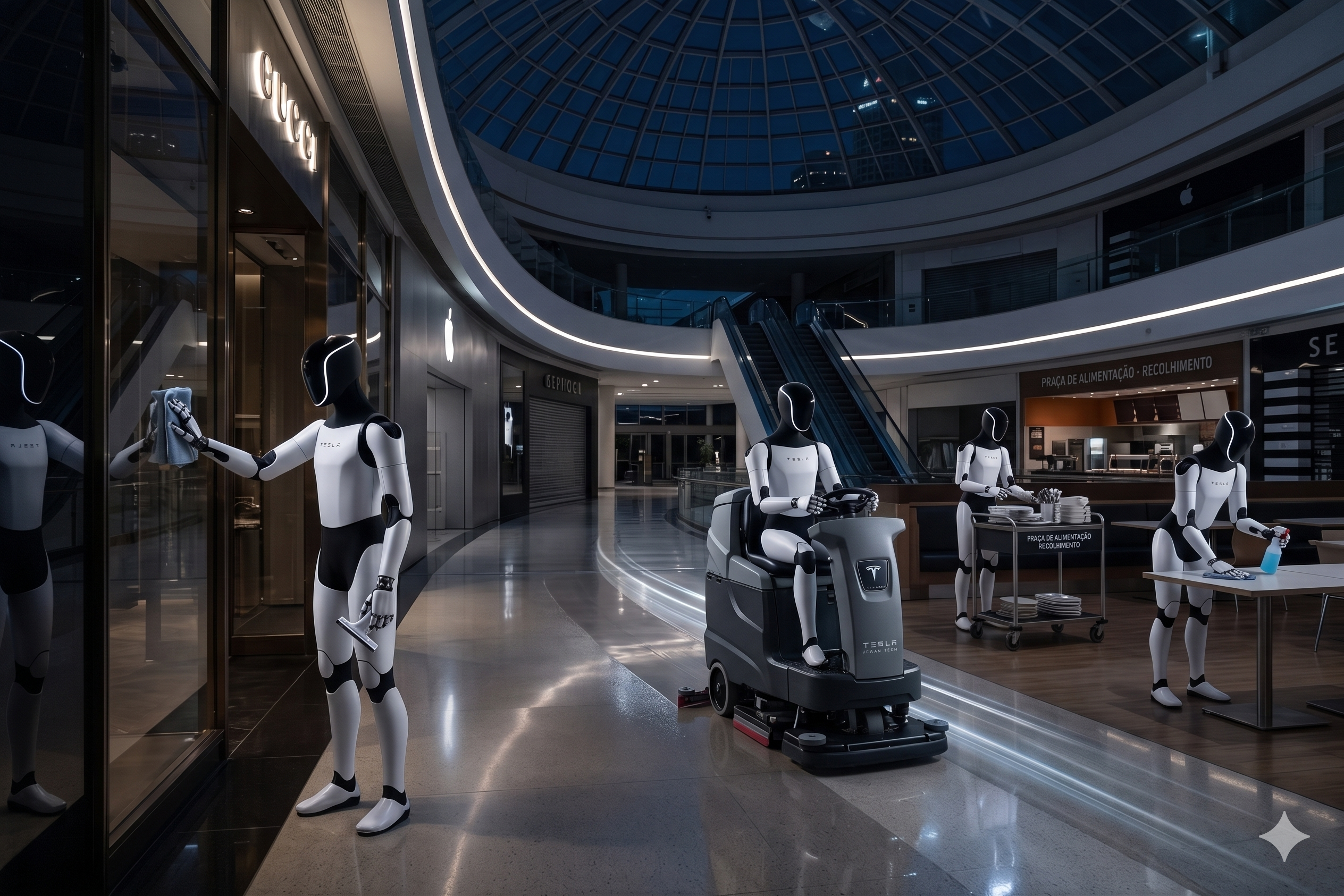 Commercial — robots cleaning shopping mall